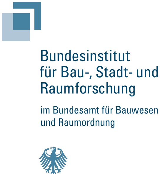 Bundesinstitut für Bau-, Stadt- und Raumforschung Logo Logo des Bundesinstituts für Bau- Stadt- und Raumforschung mit blauem Quadrat oben links und Bundesadler unter der Schrift