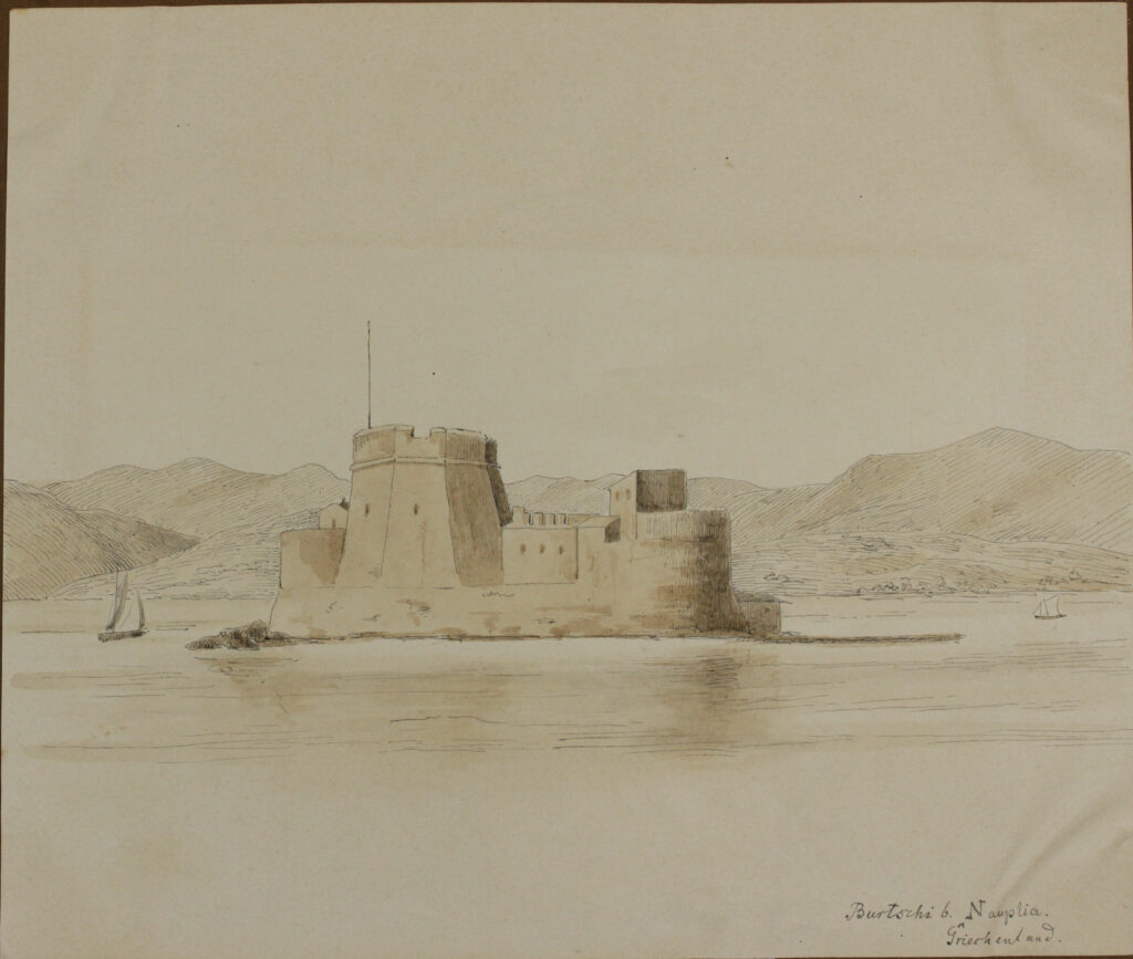 Skizzenbuch Dalwigk, Festung Bourtzi bei Nauplia © Stadtmuseum Oldenburg Skizzenbuch Dalwigk, Festung Bourtzi bei Nauplia © Stadtmuseum Oldenburg