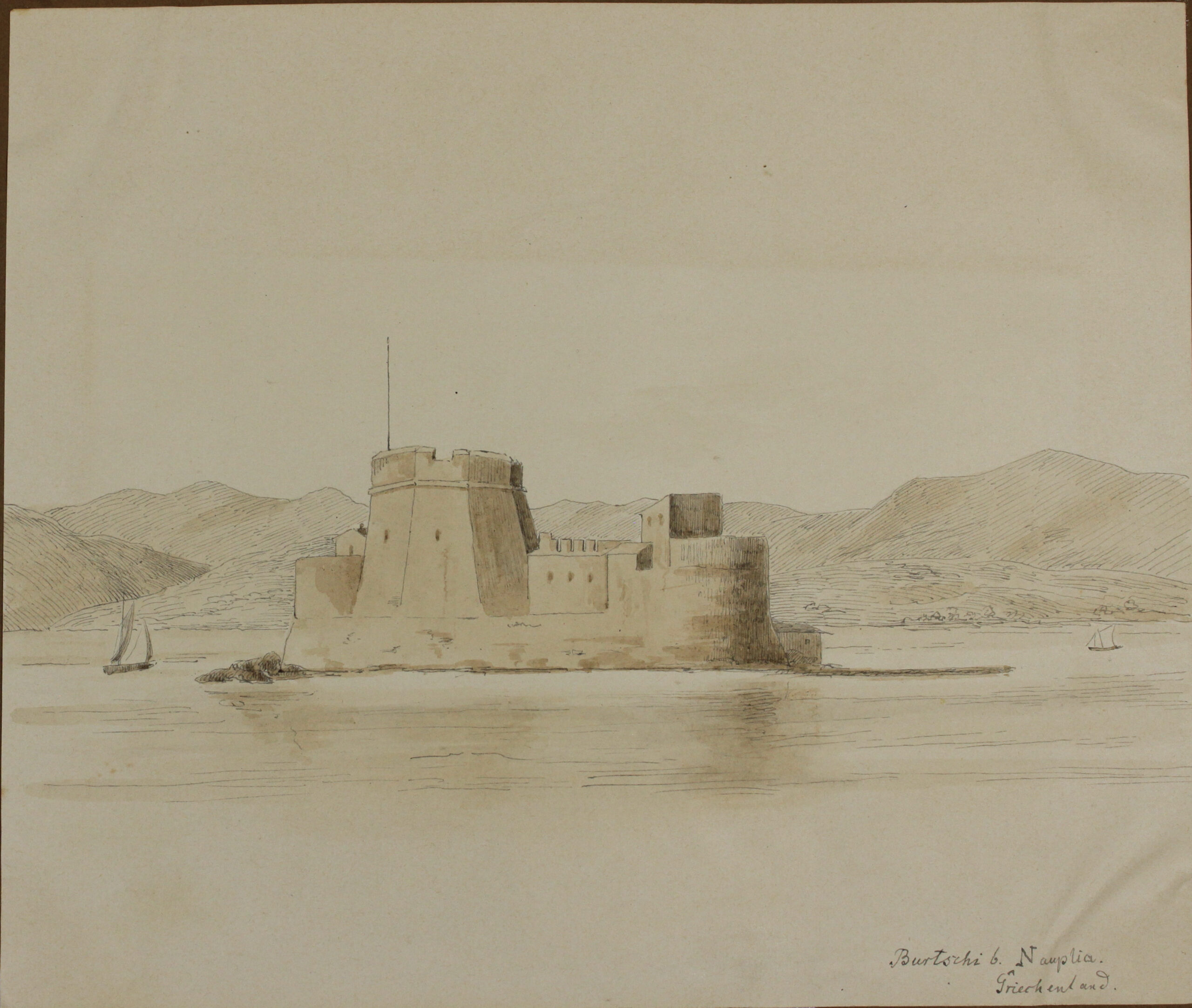 Skizzenbuch Dalwigk, Festung Bourtzi bei Nauplia © Stadtmuseum Oldenburg Skizzenbuch Dalwigk, Festung Bourtzi bei Nauplia © Stadtmuseum Oldenburg