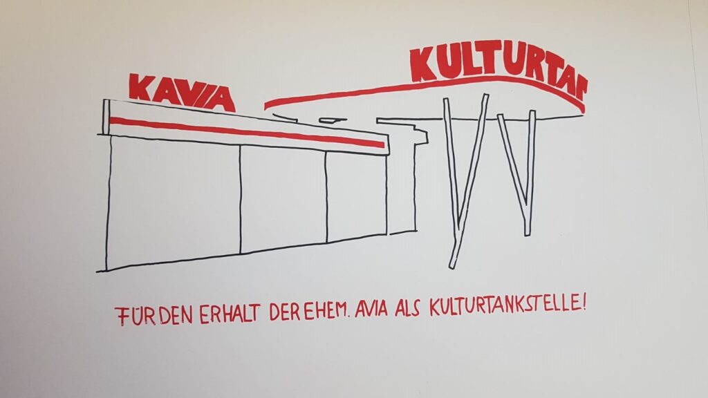 Eine Skizze der Tankstelle als Kulturtankstelle, 2019. Bild: Katharina Semling.