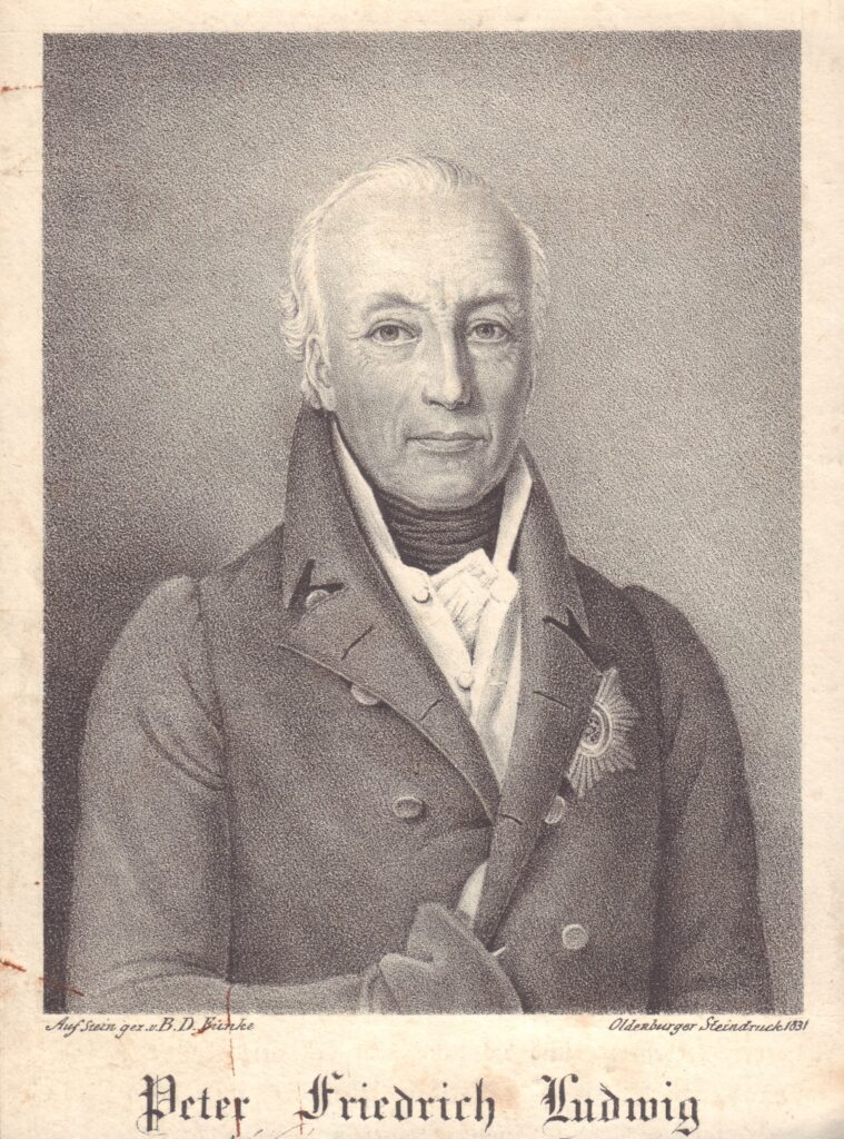 Abb. 3 BA Schwarz-weiß-Malerei eines älteren Mannes mit schmalem Gesicht und zurückgekämmtem Haar, trägt ein Jackett, © Stadtmuseum Oldenburg