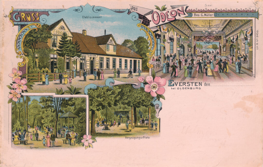 Mehrere gemalte Ansichten aus Eversten, darunter Parkflächen, © Stadtmuseum Oldenburg