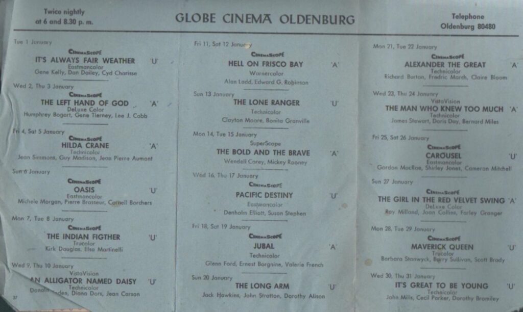 Das Veranstaltungsprogramm des Globe aus dem Jahr 1957.
