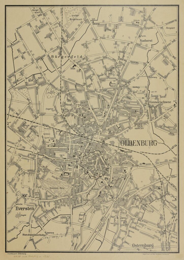 Ein Stadtplan des Stadtbauamts von 1941 zeigt die sich im Bau befindende Umgehungsstraße.