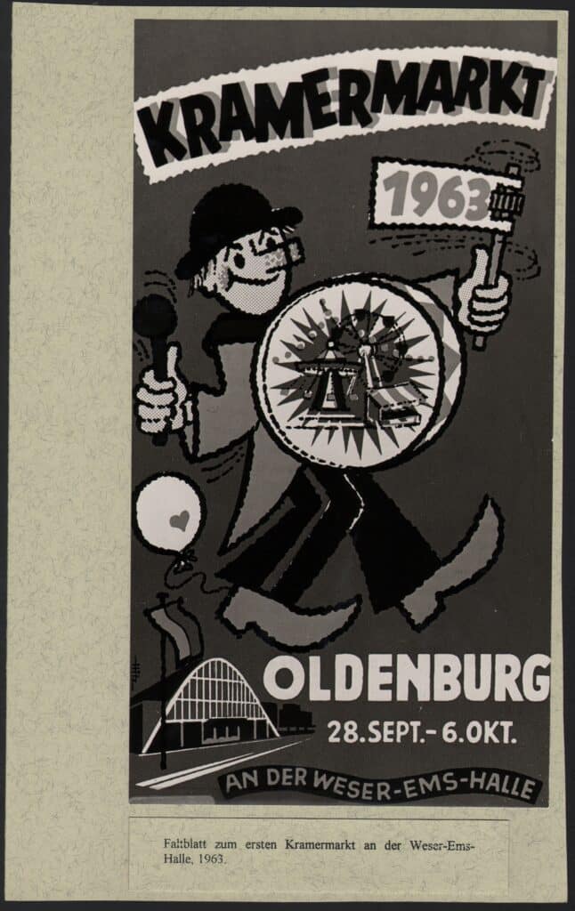 Faltblatt zum ersten Kramermarkt an der Weser-Ems-Halle, 1963.