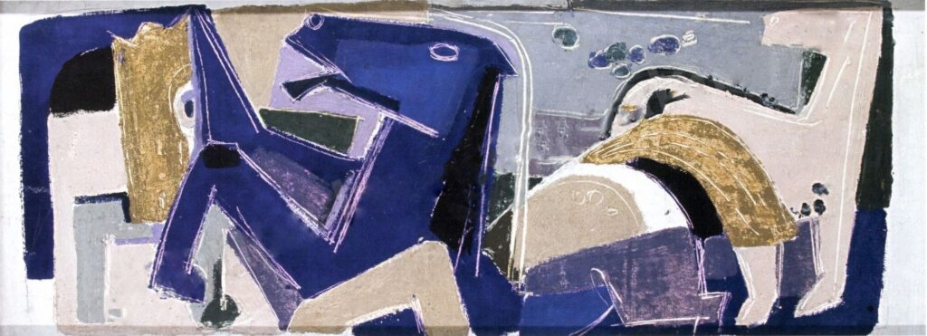 Heinrich Schwarz, Attische Pferde, Farblinolschnitt, 1955 Foto Stadtmuseum Oldenburg Das Pferdemotiv von Pablo Picasso und Heinrich Schwarz im direkten Vergleich., 1937/1955.