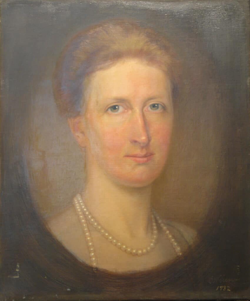 Großherzogin Elisabeth zu Oldenburg, geborene Herzogin zu Mecklenburg [-Schwerin] auf einem Gemälde von Bernhard Winter von 1932.