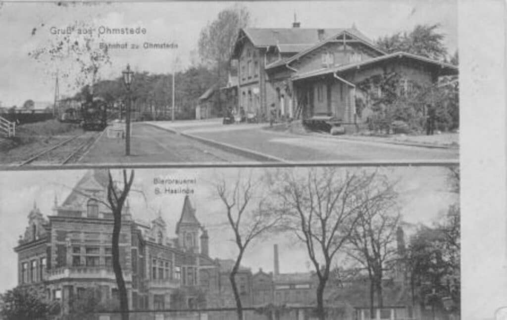 Bahnhof Ohmstede und Brauerei Haslinde, 1914.