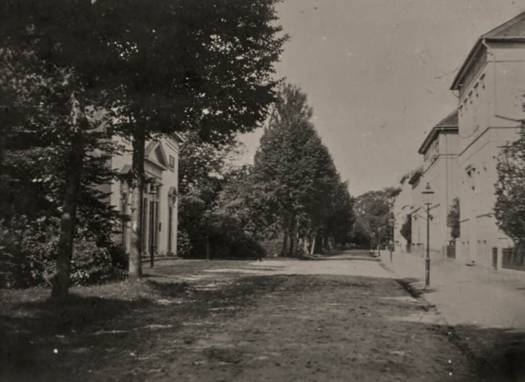 Abb. 4 Ein frühes Foto des Theaterwalls, links das Theater, um 1881.