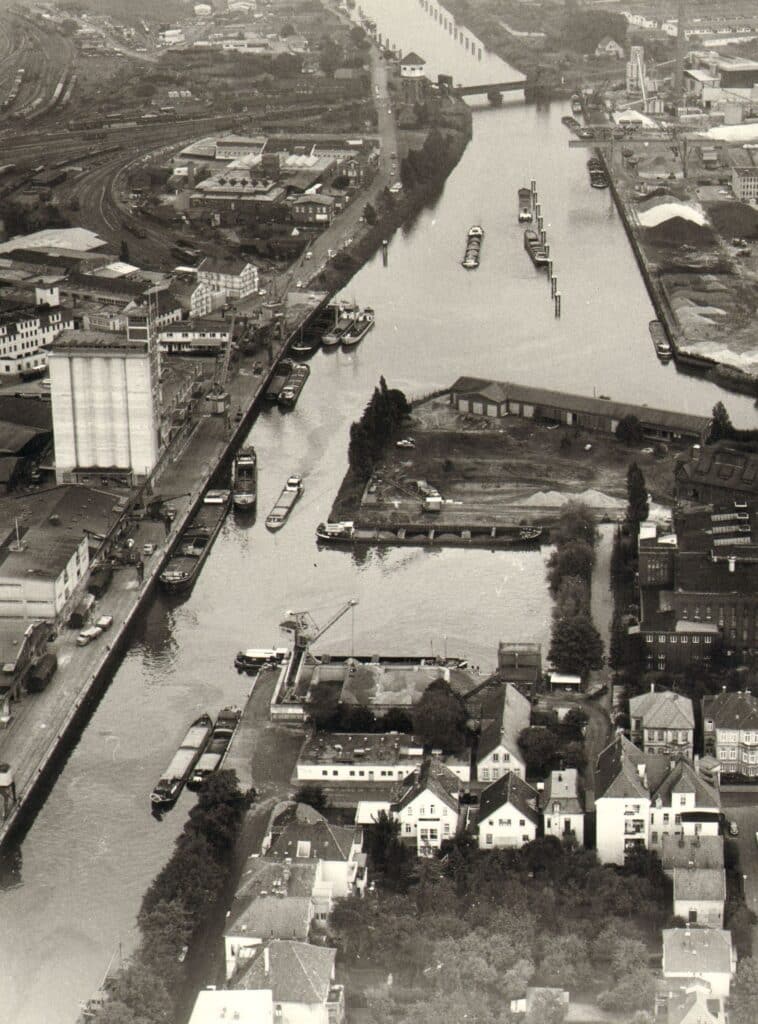 Luftbild Stau mit Wendehafen, 1965.